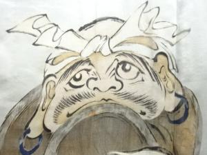 アンティーク　達磨模様肩裏手織り紬男物羽織